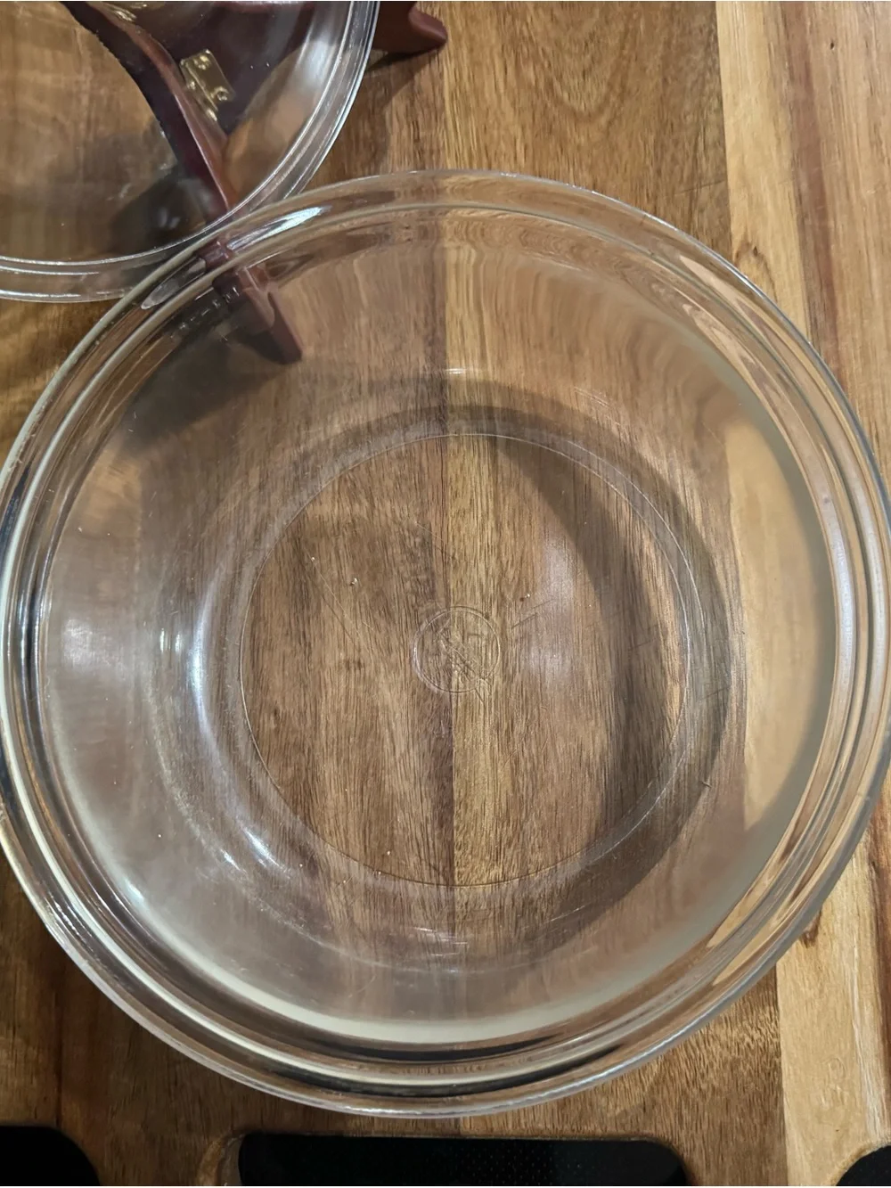 PYREX - Vtg 1920s Clear Glass 1 Qt Bowl & Lid, Backward Dollar Sign, 167 1672
